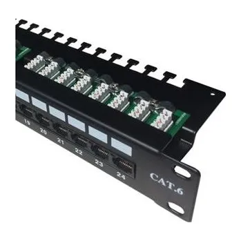 Patch panel DATACOM Patch panel 19" UTP 24 port CAT6 LSA 1U BK (3x8p)hor.zářez