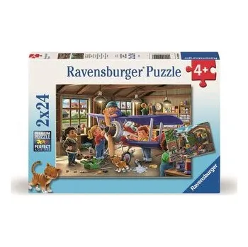 Puzzle RAVENSBURGER Puzzle Staň se opravářem letadel a vlaků! 2x24 dílků