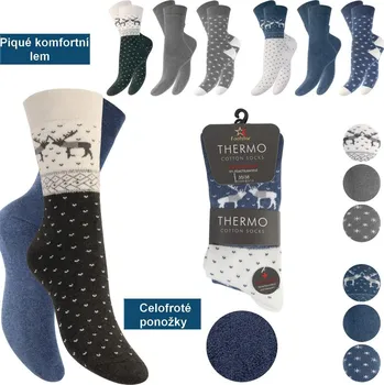 Dámské ponožky Dámské celofroté vzorované ponožky N68305 35-38 Modré