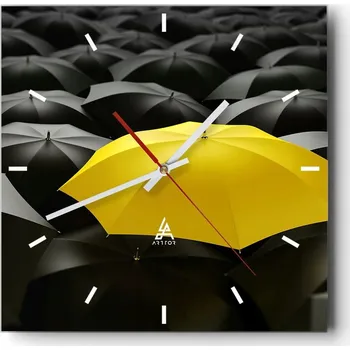 Hodiny Nástěnné hodiny do kuchyně 30x30 Slunečníky Stylové hodiny na skle Loft Tiché