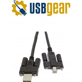 Datový kabel Kabel USBGear USB A na USB B 2.0 2m černý se šrouby pro uchycení SC-U2MAB