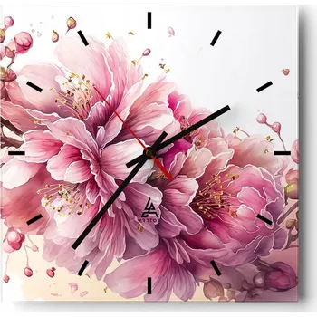 Hodiny Nástěnné hodiny do kuchyně 30x30 Kvetoucí Stylové hodiny na skle Loft Tiché