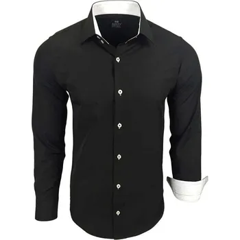 RUSTY NEAL košile pánská R-44 dlouhý rukáv slim fit 6XL černá