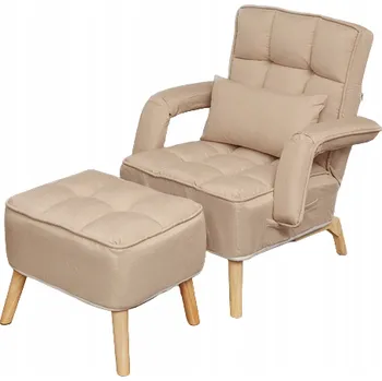 Jídelní židle TRENDIE Relaxační křeslo Carlos béžové s taburetem