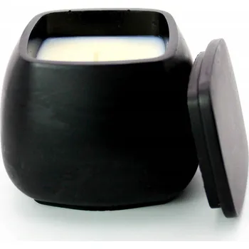 Svíčka Sójová svíčka ruční výroby – černá nádoba z гипсовой штукатурки, vonná,