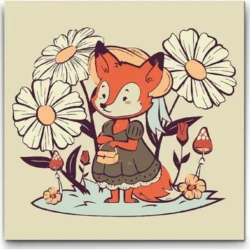 Malování podle čísel - Ilustrace - Liška s kabelkou Velikost: 30x30cm, Rámování: Pouze srolované plátno