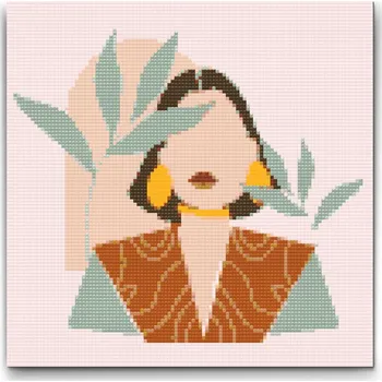 Diamantové malování Diamantové malování - Ilustrace - Moderní žena Velikost: 50x50cm, Rámování: Pouze srolované plátno, Diamanty: Kulaté