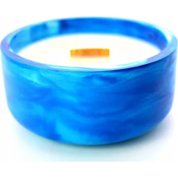 Svíčka Ručně vyráběná vonná svíčka ze sójového vosku – modrá nádoba z гипсового материала,