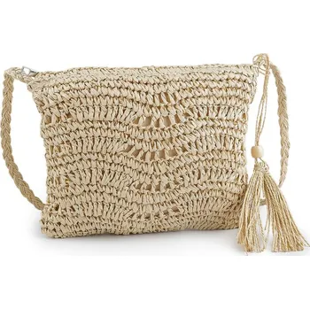 Kabelka Háčkovavá kabelka z rafie - lýka se zipem 27x23 cm - 1 přírodní