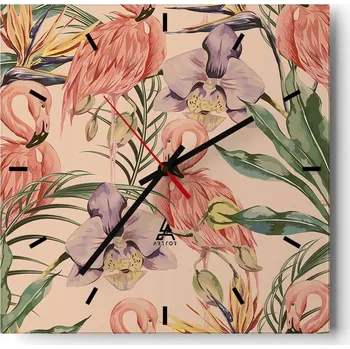 Hodiny Nástěnné hodiny do kuchyně 30x30 Pták Stylové hodiny na skle Loft Tiché