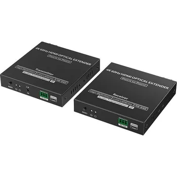 HDMI extender XtendLan HDMI přenos po optice, jedno vlákno, do 40km, SC konektor, 4k, s IR přenosem ovládání, pár