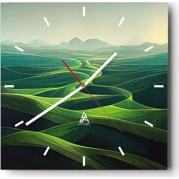 Hodiny Nástěnné hodiny do kuchyně 30x30 Krajina Stylové hodiny na skle Loft Tiché