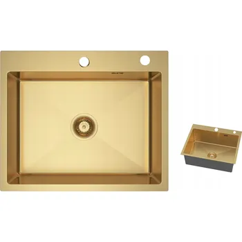 Granitový dřez Jednokomorový dřez Granitan BARI ocel zlatý