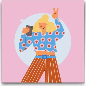 Malování podle čísel - Ilustrace - Blondýnka Velikost: 30x30cm, Rámování: Pouze srolované plátno