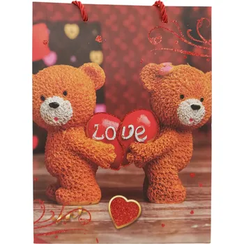 Dárková taška Dárková papírová taška s motivem lásky, 24 x 18 cm