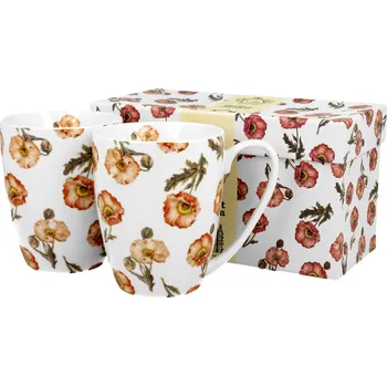 DUO Gifts DG - Porcelánové hrníčky, dekor Vlčí mák v dárkové krabičce - 2* 380 ml