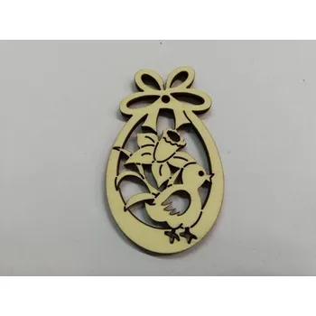 Vánoční dekorace Dřevěný výřez vejce s mašlí č.1