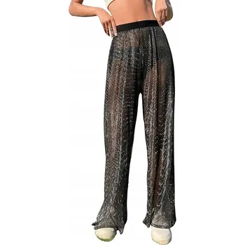 Dámské kalhoty GORGLITTER Průhledné třpytivé / černé dámské kalhoty vel 40/42