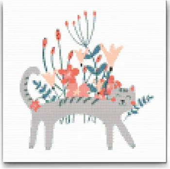 Diamantové malování Diamantové malování - Ilustrace - Šedivá kočka Velikost: 50x50cm, Rámování: Pouze srolované plátno, Diamanty: Čtvercové