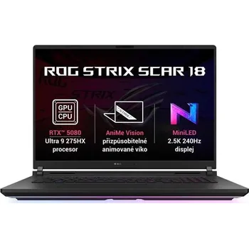 Notebook ASUS ROG Strix SCAR 18-Ultra 9 Processor 275HX/32GB/2TB SSD/RTX 5080 16GB/18"/2,5K/miniLED/240Hz/2y PUR/Win 11 Pro/černá