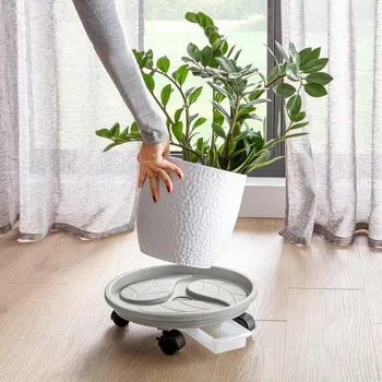 Stojan na květiny Die moderne Hausfrau Pojízdná miska pod květináč 494690 šedá