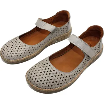 Dámské baleríny Dámské kožené baleríny 999 1116 Klop šedostříbrná Barva: silver/grey, Velikost: 37