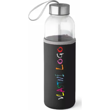 Láhev ON-DESIGN Sportovní láhev ze skla a nerezové oceli RAISE s potiskem Barva: černá
