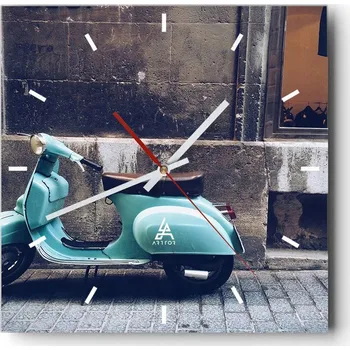 Hodiny Nástěnné hodiny do kuchyně 30x30 Itálie Stylové hodiny na skle Loft Tiché