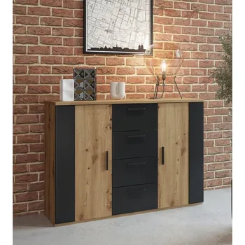 Komoda Komoda SIGMA dub artisan/černý supermat