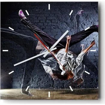 Hodiny Nástěnné hodiny do kuchyně 30x30 Tanec Stylové hodiny na skle Loft Tiché