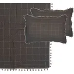 Hnědý prošívaný přehoz s květy na dvoulůžko s 2 povlaky na polštář Anita – 220x240 cm