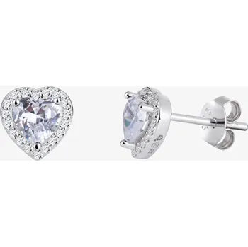 Šperk Preciosa Stříbrný náušnice Velvet Heart, srdce s kubickou zirkonií Preciosa, bílé 5371 00