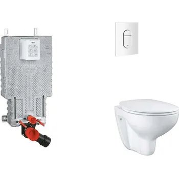 Klozet Grohe Uniset - Set předstěnové instalace, klozetu, sedátka SoftClose a tlačítka Arena Cosmopolitan, alpská bílá SANI15BB3102