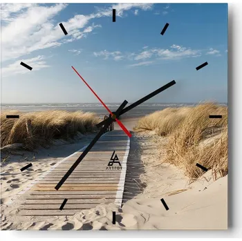 Hodiny Nástěnné hodiny do kuchyně 30x30 Krajina Stylové hodiny na skle Loft Tiché