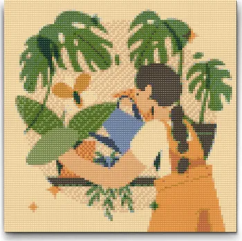 Diamantové malování Diamantové malování - Ilustrace - Pokojové květiny 3 Velikost: 30x30cm, Rámování: Pouze srolované plátno, Diamanty: Kulaté