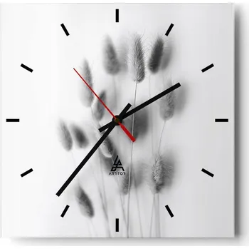 Hodiny Nástěnné hodiny do kuchyně 30x30 Tráva Stylové hodiny na skle Loft Tiché