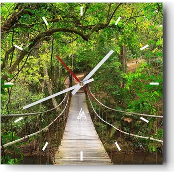 Hodiny Nástěnné hodiny do kuchyně 30x30 Krajina Stylové hodiny na skle Loft Tiché