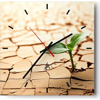 Hodiny Nástěnné hodiny do kuchyně 30x30 Natura Stylové hodiny na skle Loft Tiché