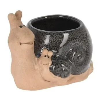 Zahrada Obal na květináč šnek šedý 15x11,5x10,6 cm
