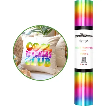 Samolepící dekorace TeckWrap Metallic Chrome HTV - Rainbow Stripe - Nažehlovací vinylová folie Velikost: 30,5 x 30 cm