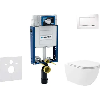 WC sada Geberit Kombifix - Set předstěnové instalace, klozetu Oudee Vortex a sedátka softclose, tlačítko Sigma20, bílá/chrom SANI15CA3187