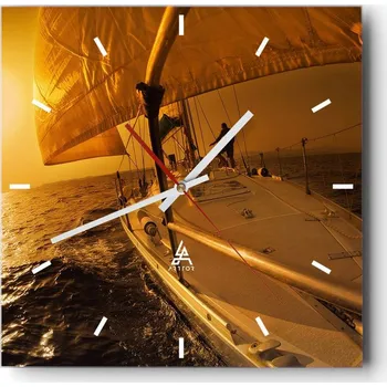 Hodiny Nástěnné hodiny do kuchyně 30x30 Námořnický styl Stylové hodiny na skle Loft Tiché