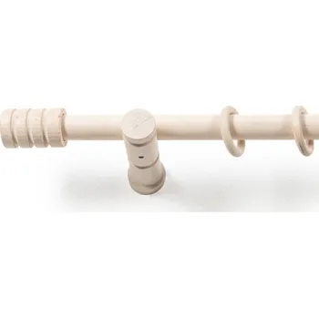 Záclonová tyč s háčky Rullo 160 cm, bílé dřevo