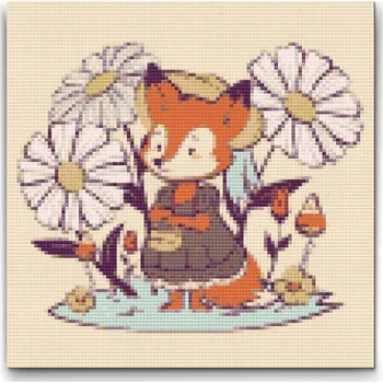 Diamantové malování Diamantové malování - Ilustrace - Liška s kabelkou Velikost: 30x30cm, Rámování: Pouze srolované plátno, Diamanty: Kulaté