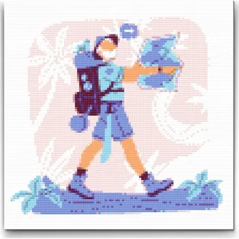 Diamantové malování Diamantové malování - Ilustrace - Turistika Velikost: 50x50cm, Rámování: Pouze srolované plátno, Diamanty: Kulaté