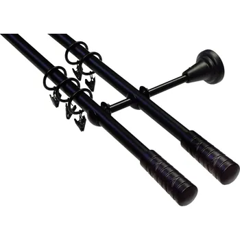 Garnýž Ø 16 dvoutyč , černá,komplet PICASSO Barva: CE - černá, Délka: 160 cm, typ kroužků: bez kroužků