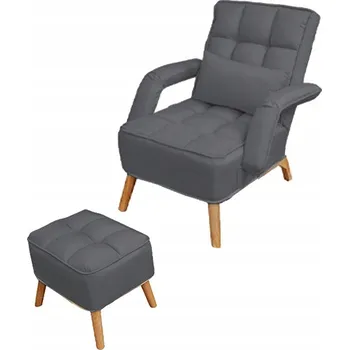 TRENDIE Relaxační křeslo Carlos tmavě šedé s taburetem