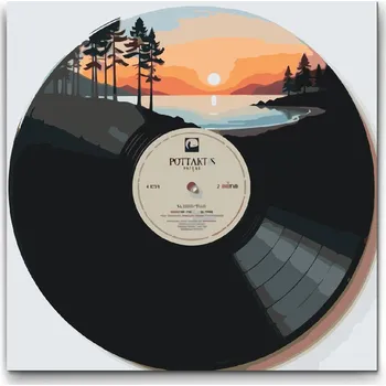 Malování podle čísel - Gramofonová deska 2 Velikost: 50x50cm, Rámování: Pouze srolované plátno