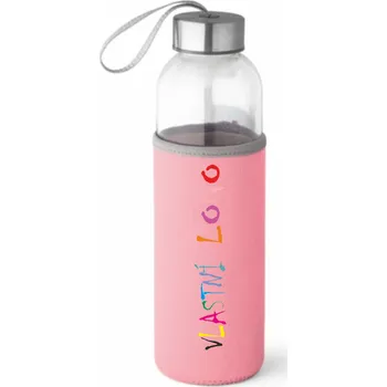Láhev ON-DESIGN Sportovní láhev ze skla a nerezové oceli RAISE s potiskem Barva: růžová