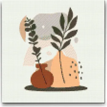 Diamantové malování Diamantové malování - Ilustrace - Květiny ve váze Velikost: 30x30cm, Rámování: Pouze srolované plátno, Diamanty: Čtvercové